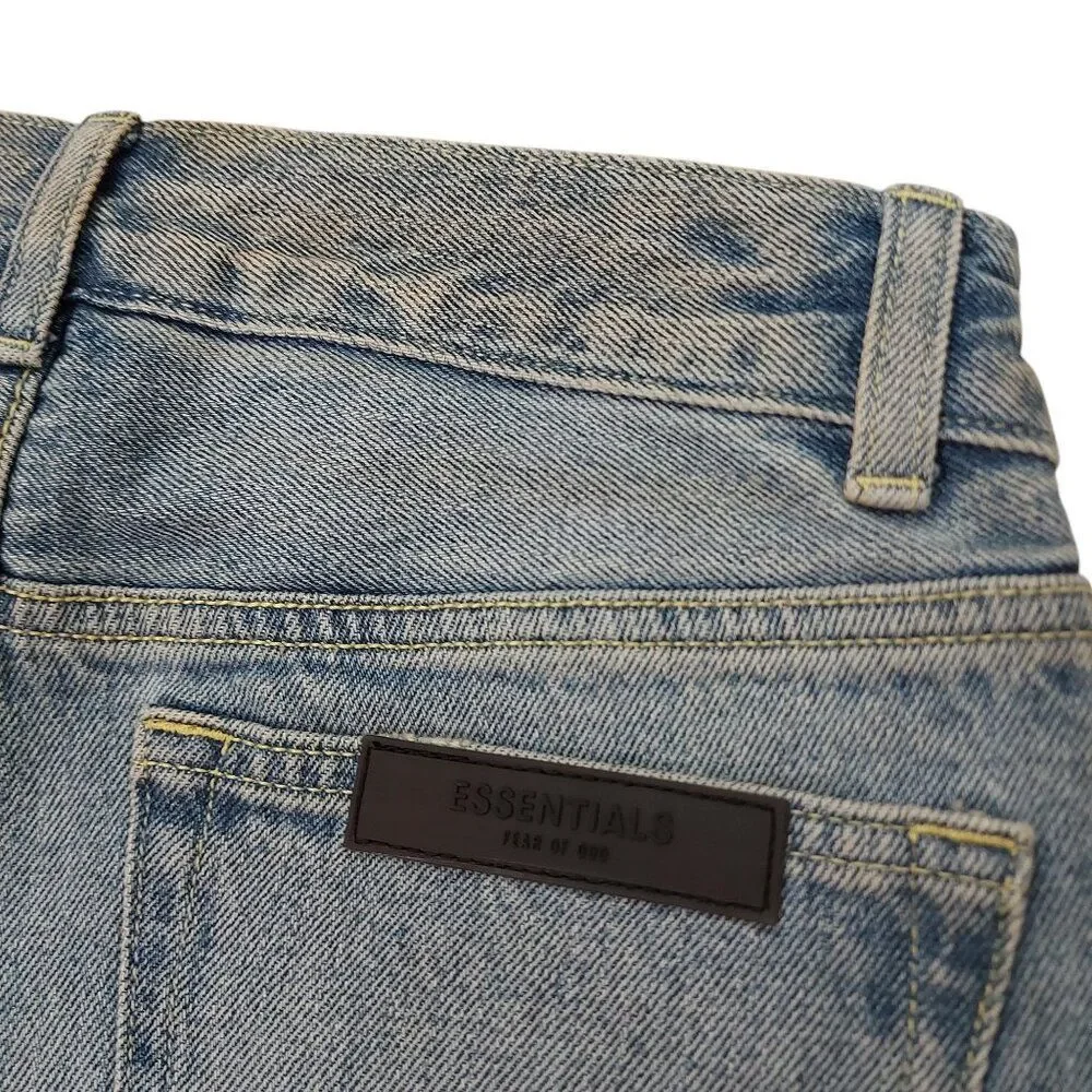 Fear of God Essentials Jeans Boys 8 Blue Whiskers Straight Leg Button Fly Cotton